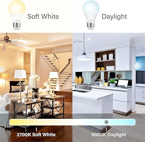 Miniatura 7 de Sigalux 60W Equivalent A19 LED Light Bulb, Daylight Led Light Bulbs 5000K 800LM E26 Medium Base, Non-Dimmable LED 9.5 Watt Standard Light Bulbs, UL
