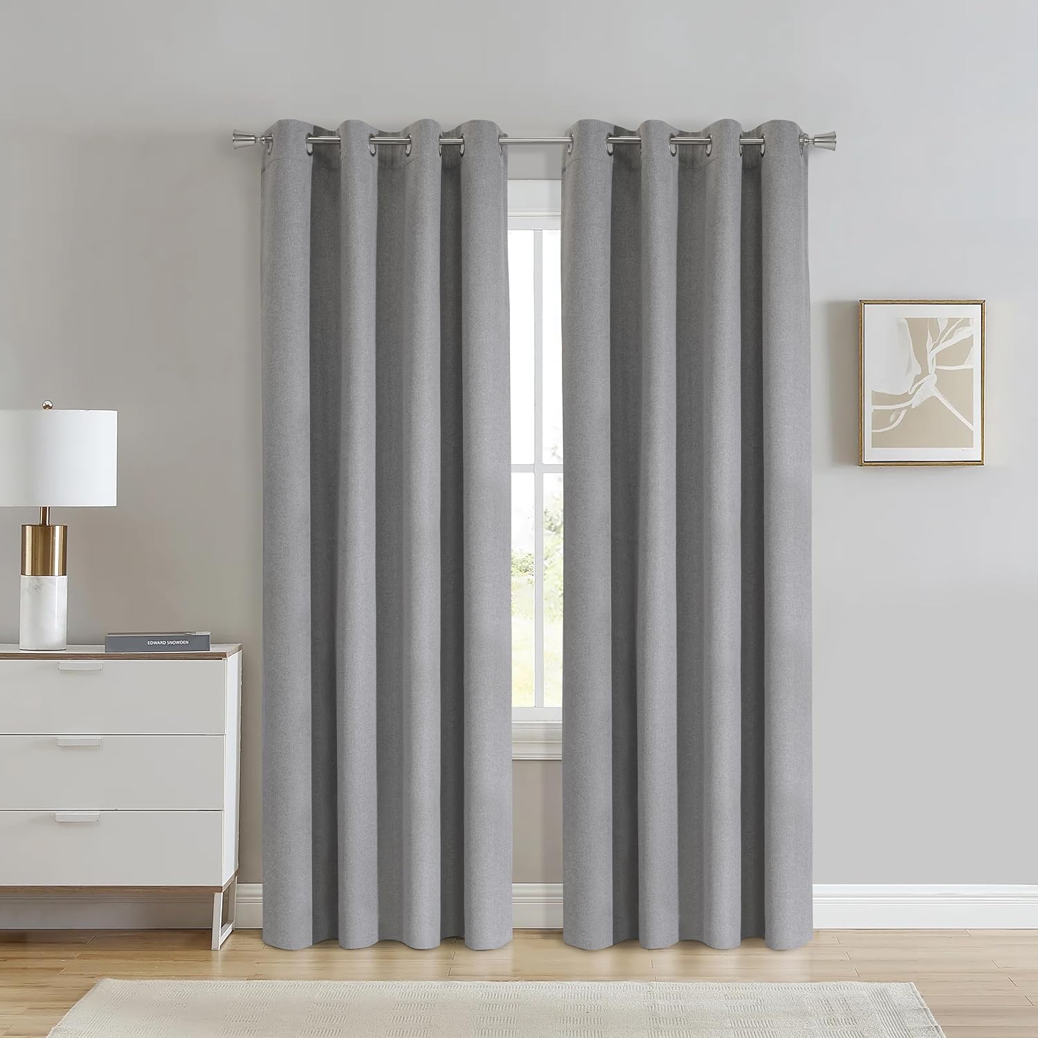Duet Reversible Blackout Grommet Indoor Curtain 52 x 84 in Grey to Taupe