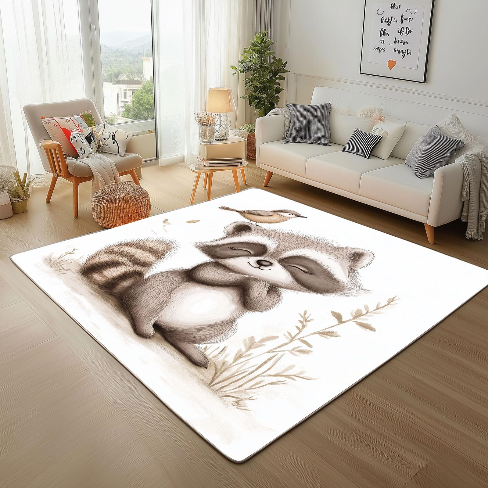Tapis jungle feuilles d'automne lavable pour réchauffer une chambre adulte cocooning