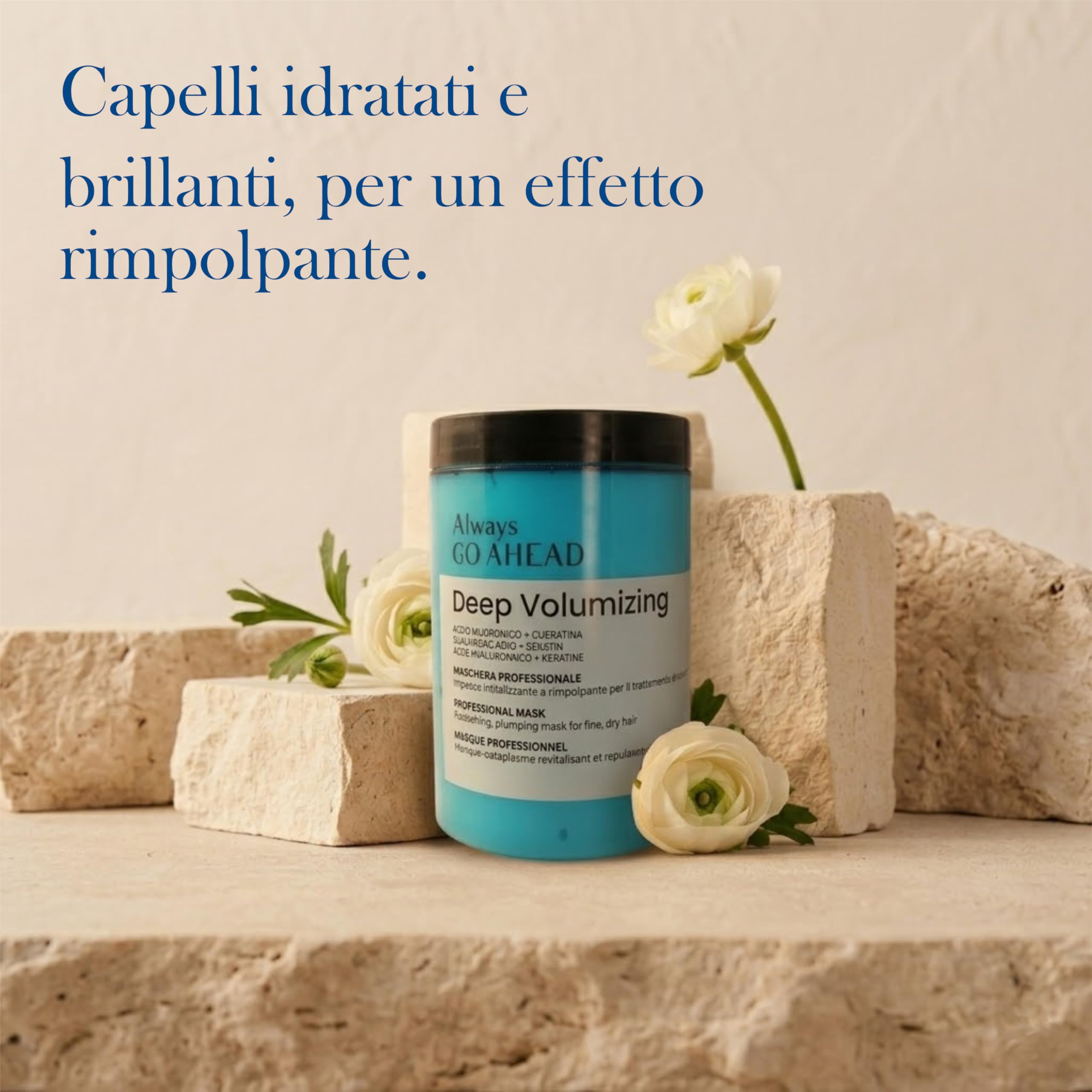 DEEP VOLUMIZING Linea Professionale Maschera Capelli Volumizzante 1000 ml – Capelli Fini e Senza Volume – Con Acido Ialuronico e Cheratina – Nutre e Districa Senza Appesantire – Uso Frequente