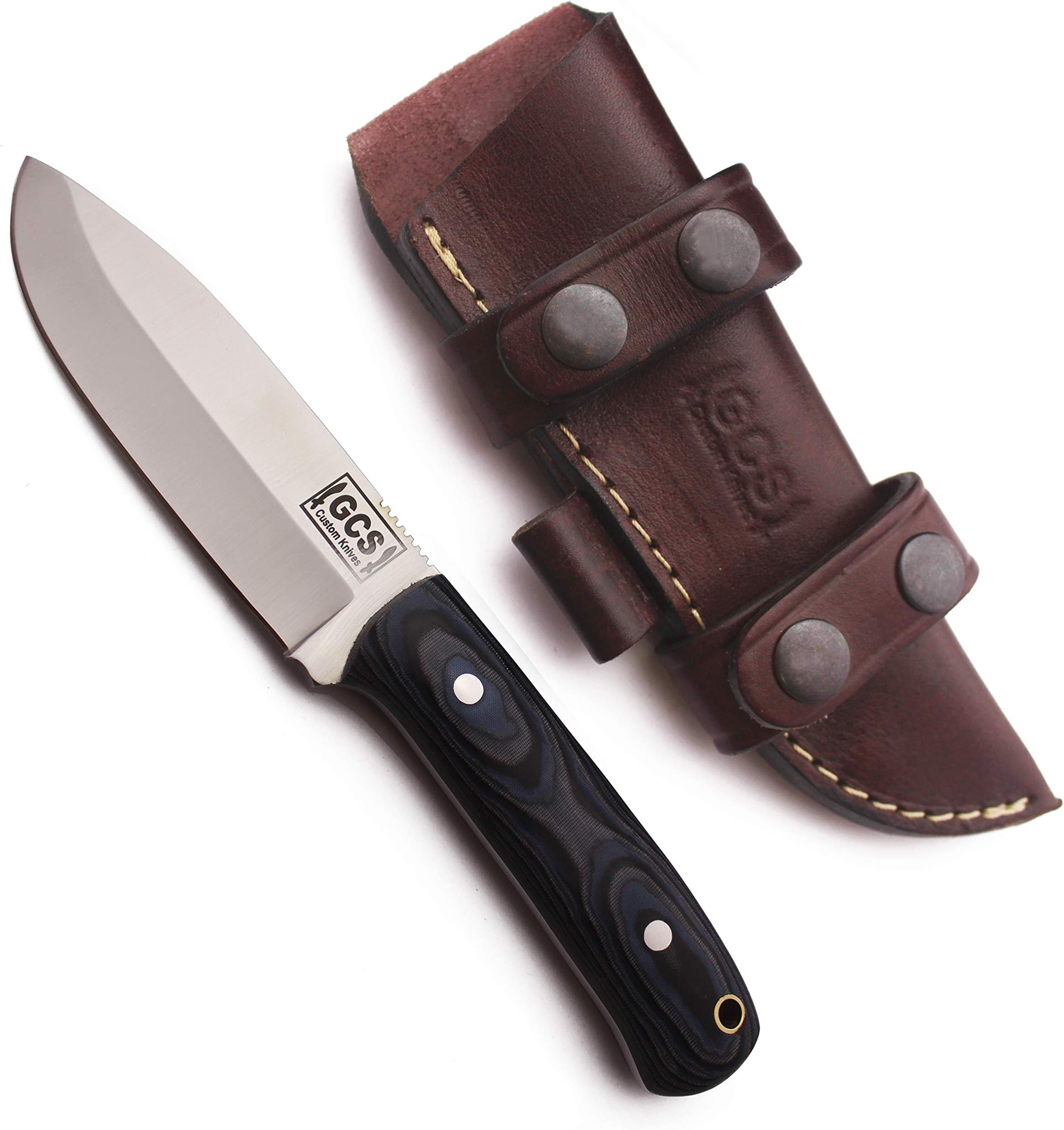 GCS Custom Handmade Black Micarta with Bone Spacer Handle D2 Tool Steel 15" Knife Buffalo Hide Sheath GCS129