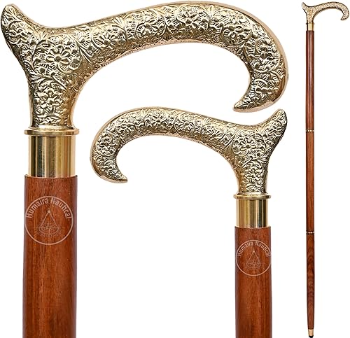 Humaira Nautical Bastones Derby y bastones con mango de latón, regalo asequible decorativo de madera, declaración de moda para