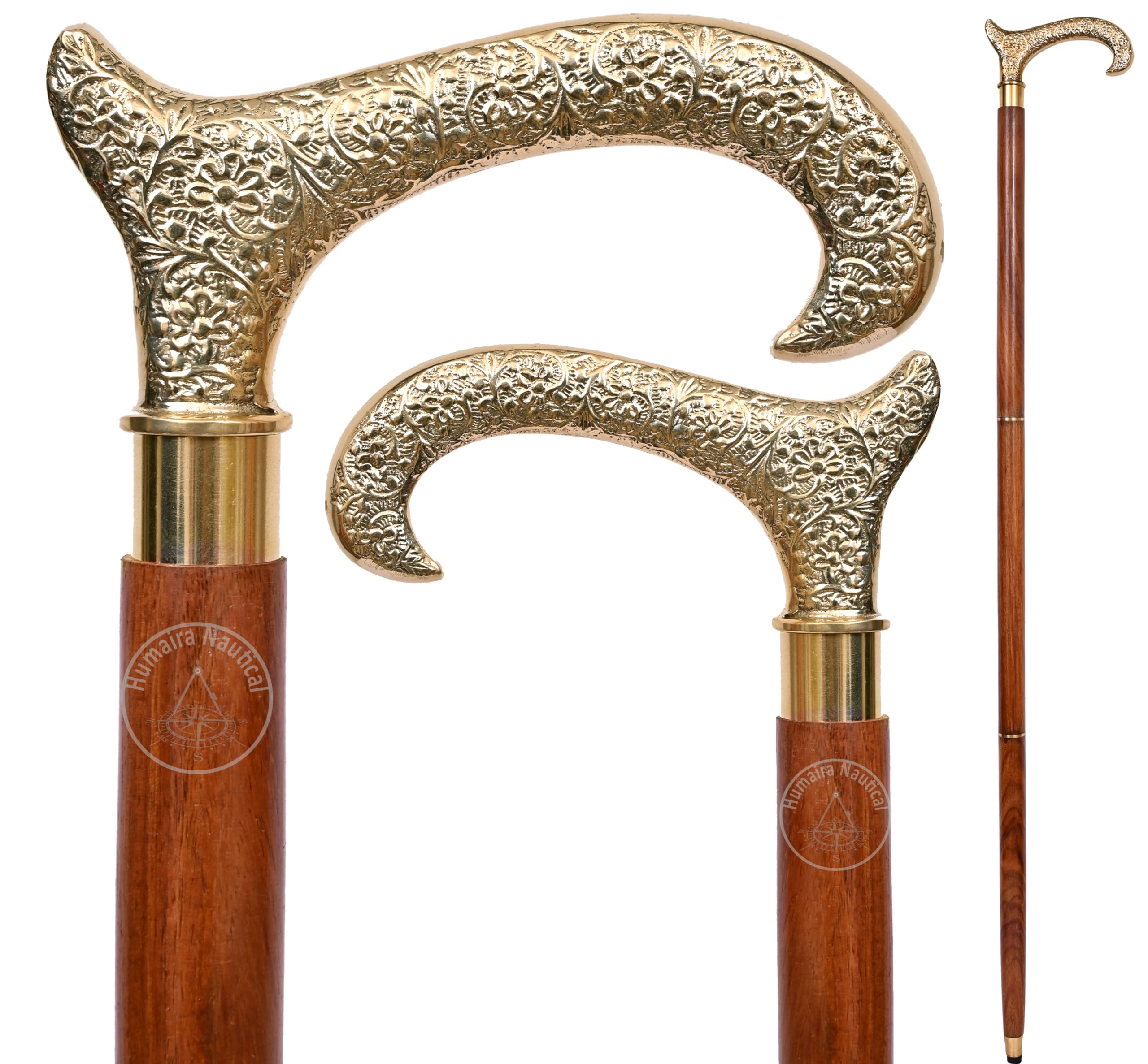 Weekend Sale - Premium Quality - Derby Canes and Walking Sticks with Brass Handle - Affordable Gift Wooden Decorative Walking Cane Fashion Statement for Men/Women/Seniors/Grandparents