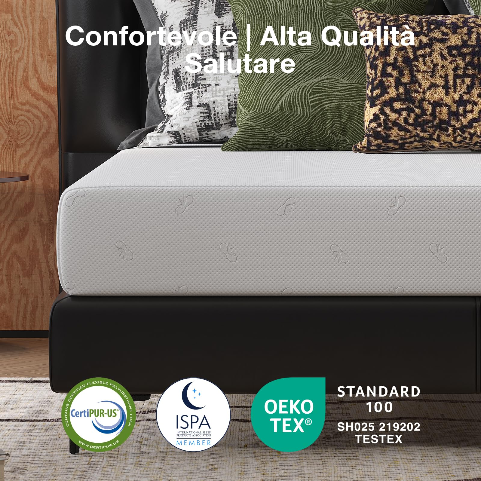 Novilla Materasso 90x200, Materasso Singolo, Altezza 20 cm, Gel Memory Foam, Schiuma Traspirante in Fibra di Bambù, Sostegno Perfetto, Rispettoso Della Pelle, Mediamente Solido
