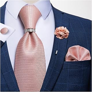 PJRYC Seda Hombres Corbata Conjunto Rosa sólido Negocio Boda Corbata pañuelo pañuelo Gemelos Conjunto de Anillo 8 cm Hombres Corbatas Corbatas (Color : JZ04-7195-XH0141)