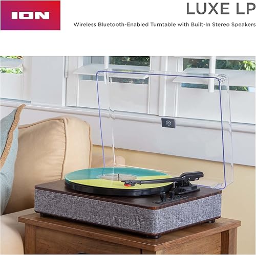 Miniatura 9 de ION Audio Luxe LP - Reproductor de discos de vinilo Bluetooth con altavoces, conversión USB, placa de tamaño completo, parada automática, salida de