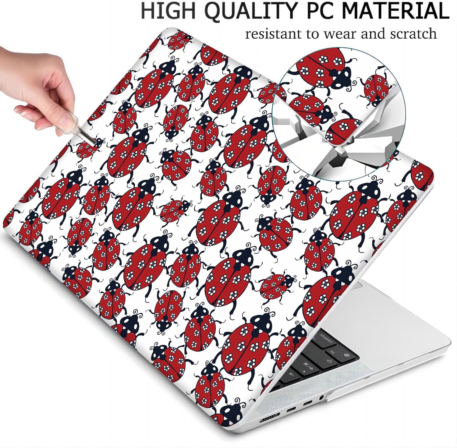 Compatible with MacBook Neo 13-inch, Hard Shell Case with Keyboard Cover and Screen Protector (A3404 A18 Pro chip, 2026 Release) - Ladybugs MD8784