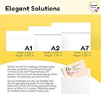 Vista 2 de 200 Pack 5x7 White Invitation Envelopes - For 5x7 Cards - A7 - (5 ¼ x 7 ¼ inches) - Perfect for Weddings, Graduation, Baby Shower - 120 GSM - Peel