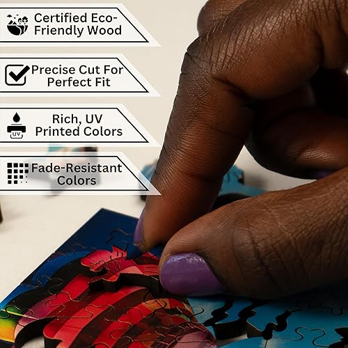 Miniatura 4 de Rompecabezas de madera para adultos, rompecabezas de globo aerostático de 250 piezas, rompecabezas de madera de 9.4 x 9.4 pulgadas para adultos,