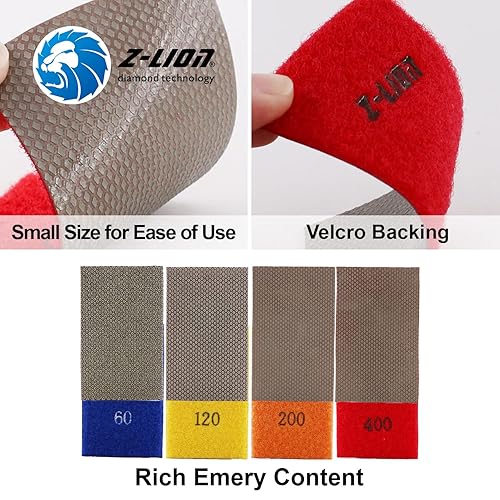 Miniatura 2 de Hojas de papel abrasivo de diamante Papel de lija de diamante Parte posterior de nylon para lijar piedra de vidrio cerámica (4 unidsjuego)