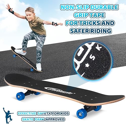 Miniatura 3 de Nattork Patineta completa de 31 pulgadas, patinetas estándar para principiantes, madera de 9 capas de arce canadiense para niños, niñas, jóvenes,