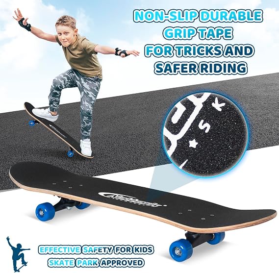 Nattork Skateboards 31 Inch Butterfly Complete Skateboard Wood 9 Layer Canadian Maple Trick Skate Boards for Boys Girls Youth Teens Beginner