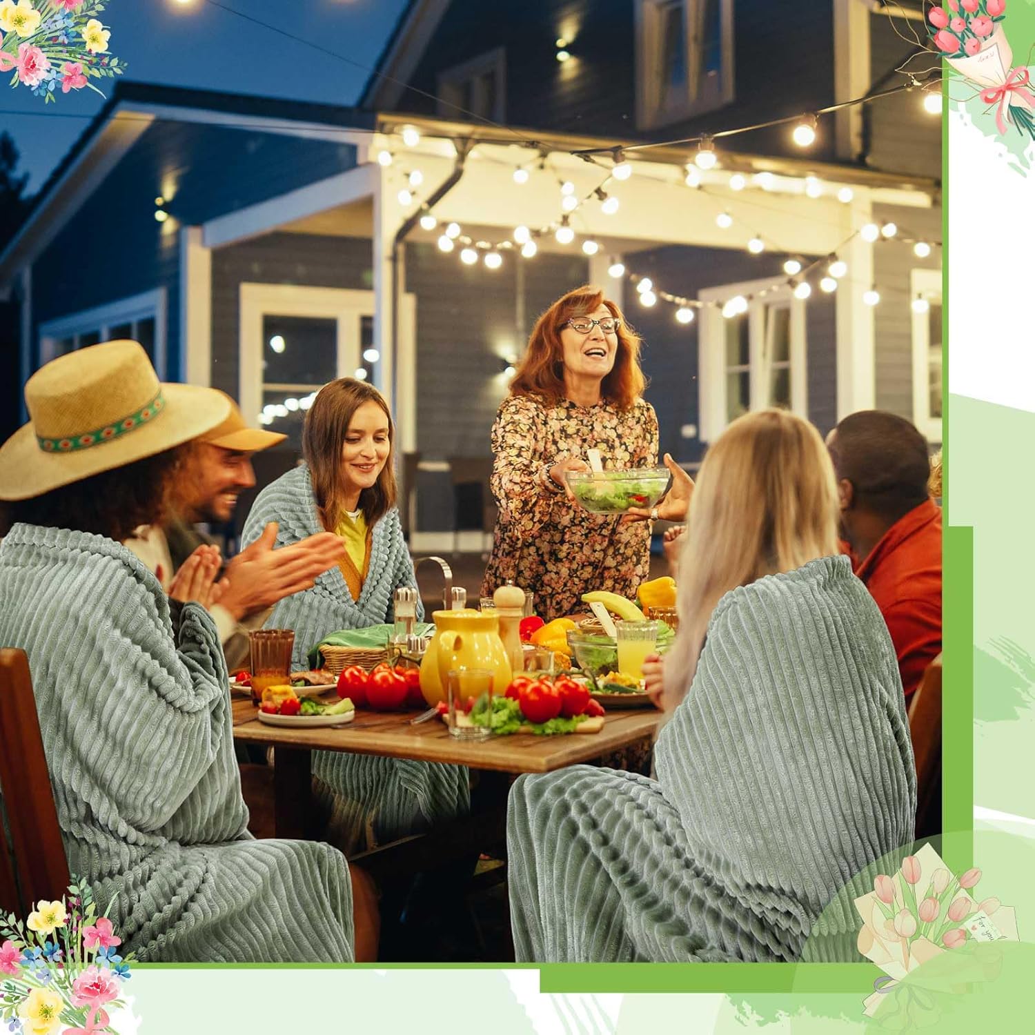 Buryeah 12 Pcs Wedding Flannel Fleece Throw Blanket Bulk with Thank You Card and Ribbon, 50 x 60 in Oeko-TEX Standard 100 Certified Blankets Outdoor Wedding, Guest Party Souvenirs (Sage Green) - Image 6