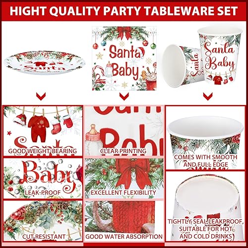 Vista 103 de Hushee Juego de 200 platos florales de papel para baby shower, servilletas, tazas, suministros de fiesta de baby shower, juego de vajilla desechable