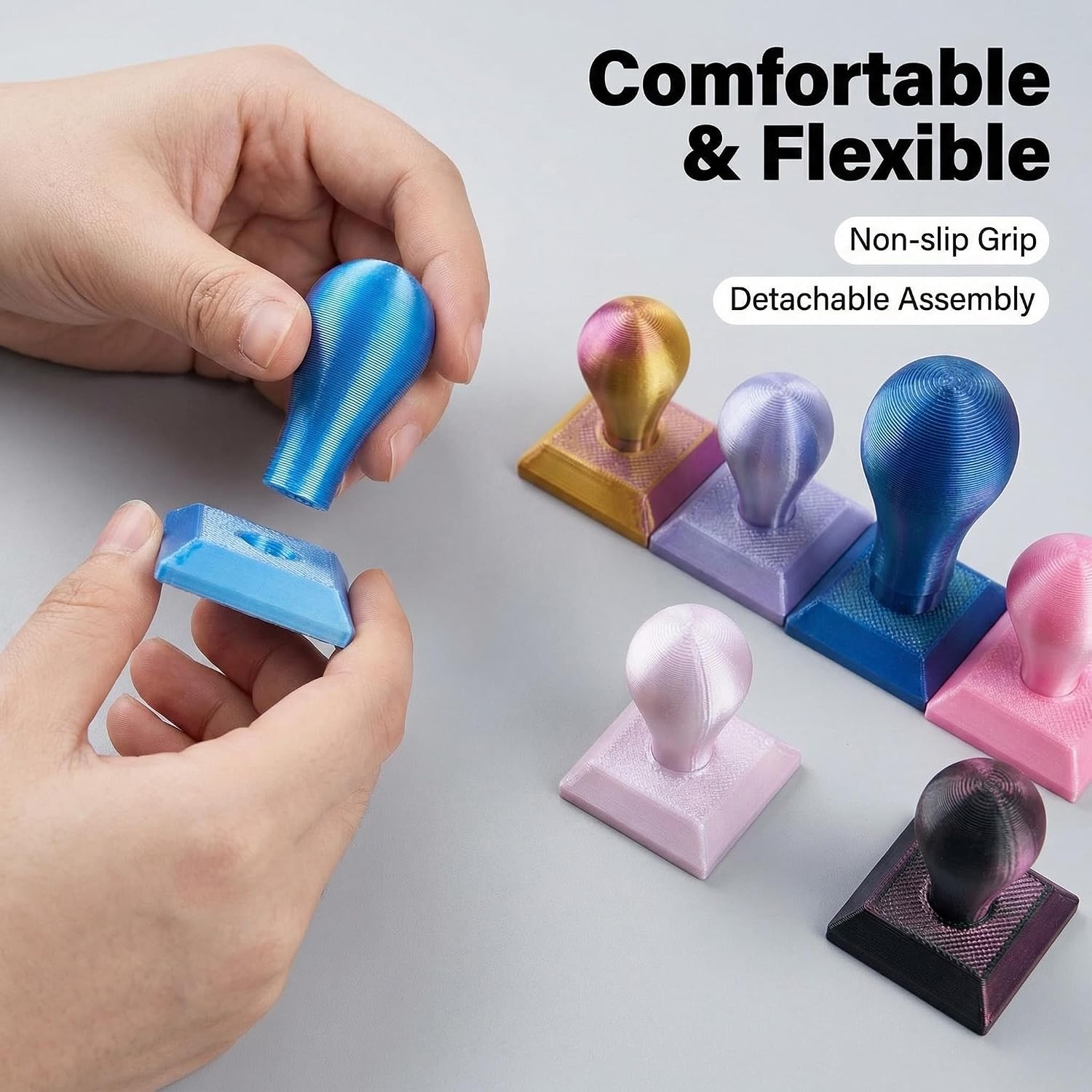 QCYISDD Diamond Painting Embossing Roller and Detachable Ergonomic Diamond Brush, 3D Printed Drill Press Tool with Non-Slip Grip, Square and Round Drill (Blue-SL) image 2
