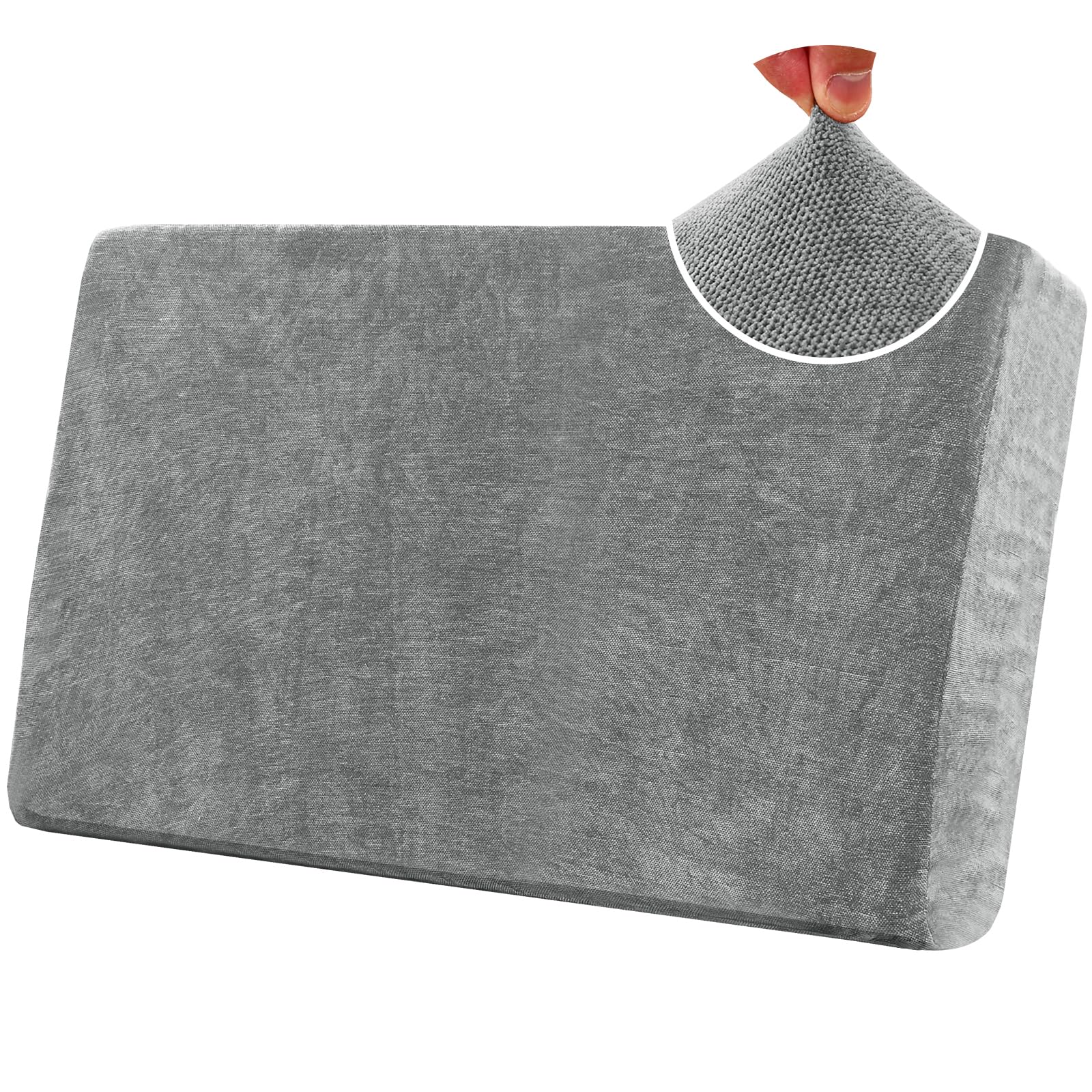BXFUL Stretch Sofa Seat Cushion Covers, Chenille Sofa Cushion Slipcovers, High Stretch Couch Covers for Living Room Non Slip Furniture Slipcover with Elastic Bottom (2-Seater,Grey)