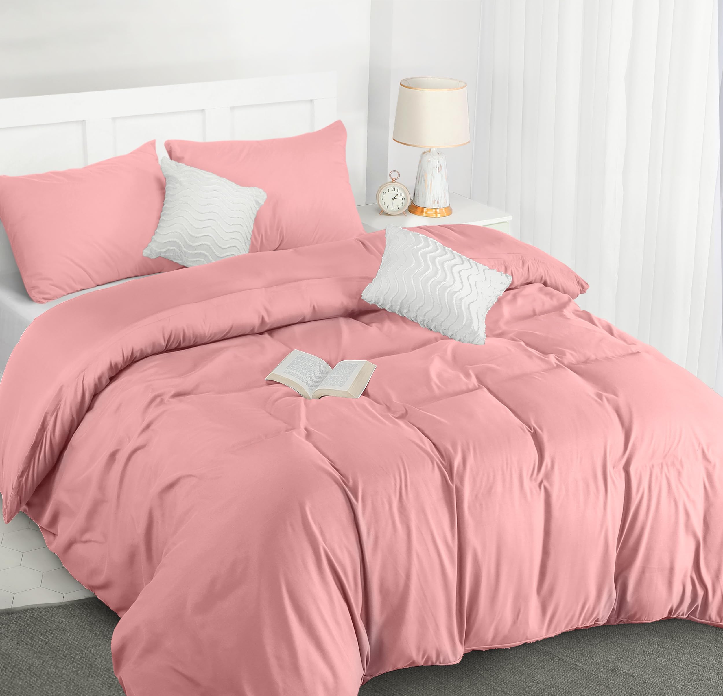 Utopia Bedding Duvet Cover Double - Soft Microfibre Polyester Duvet Cover with Pillow cases - Bedding Quilt Cover Set (Pink)