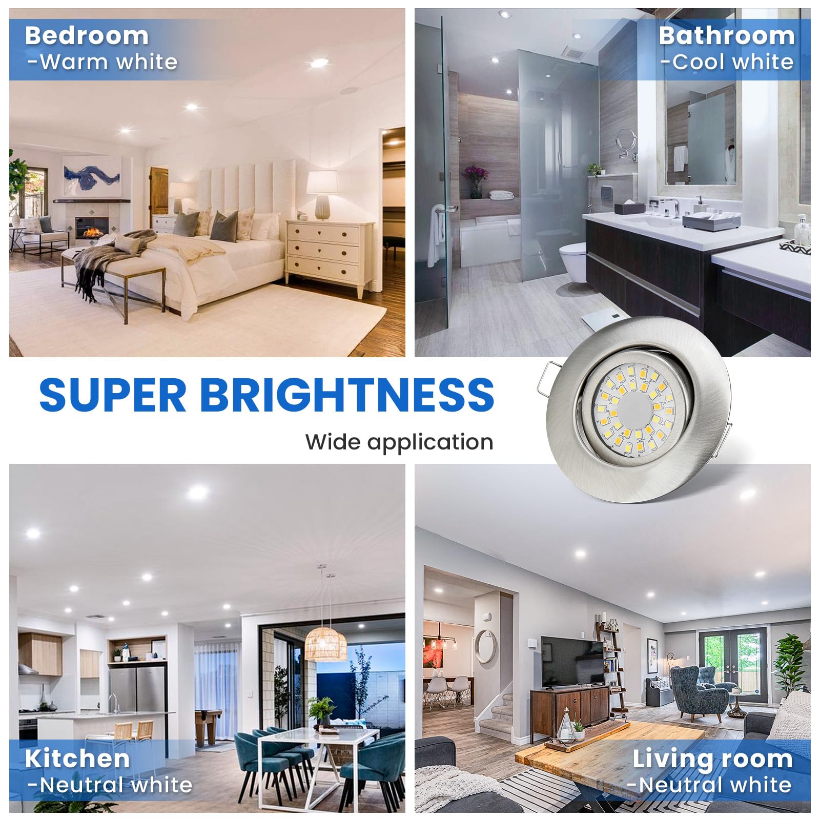 cloksh LED Einbaustrahler 230V Dimmbar LED Spots 5W IP44 Bad Einbauleuchten Schwenkbar Deckenspots,Warmweiß 3000K Neutralweiß 4000K Kaltweiß 6000K Einbauspots für Badezimmer Küche Wohnzimmer