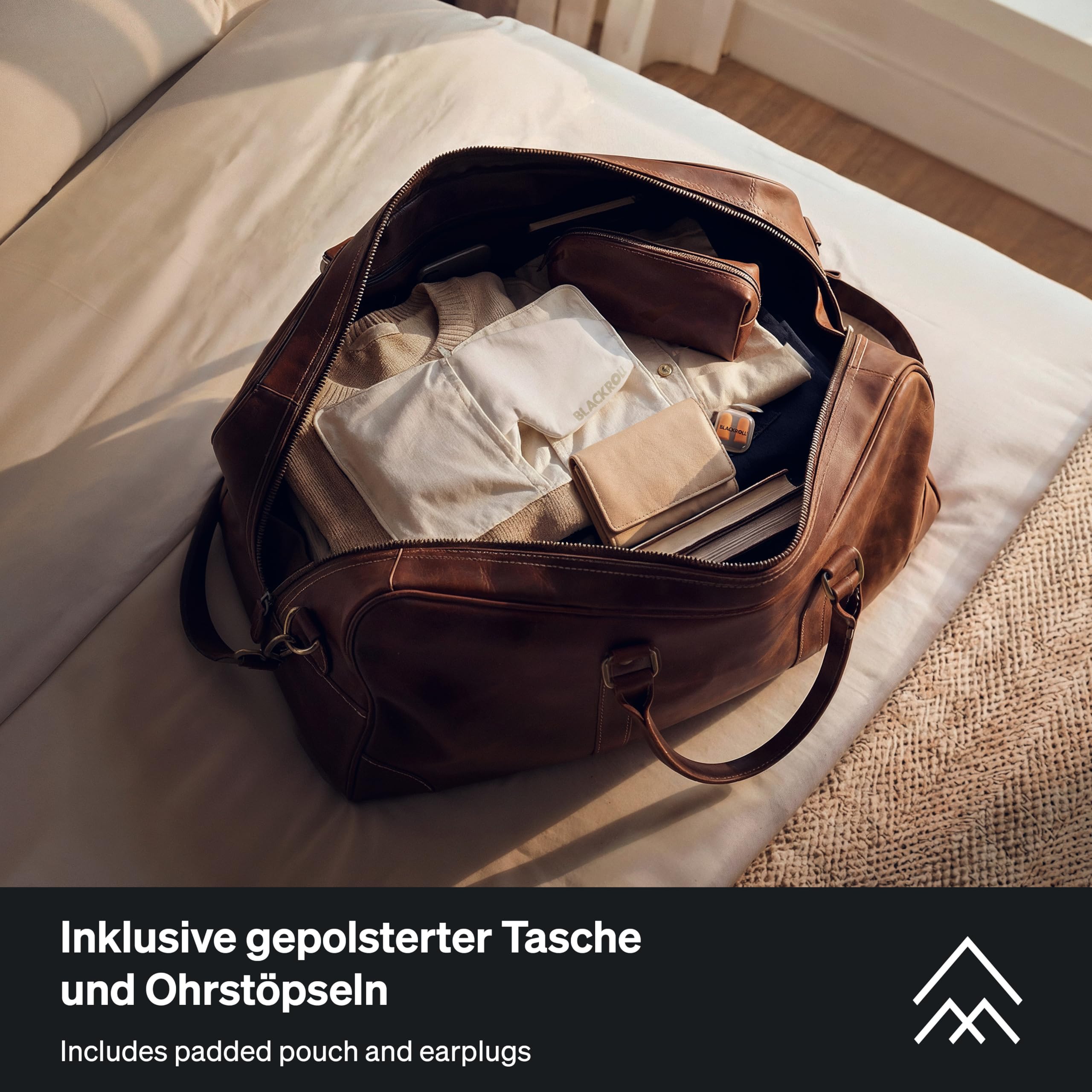 BLACKROLL® Antifaz para dormir de TENCEL™ Lyocell y viscosa Celliant con cierre de , sin presión, extra suave, incluye tapones reutilizables, lavable a 30 °C