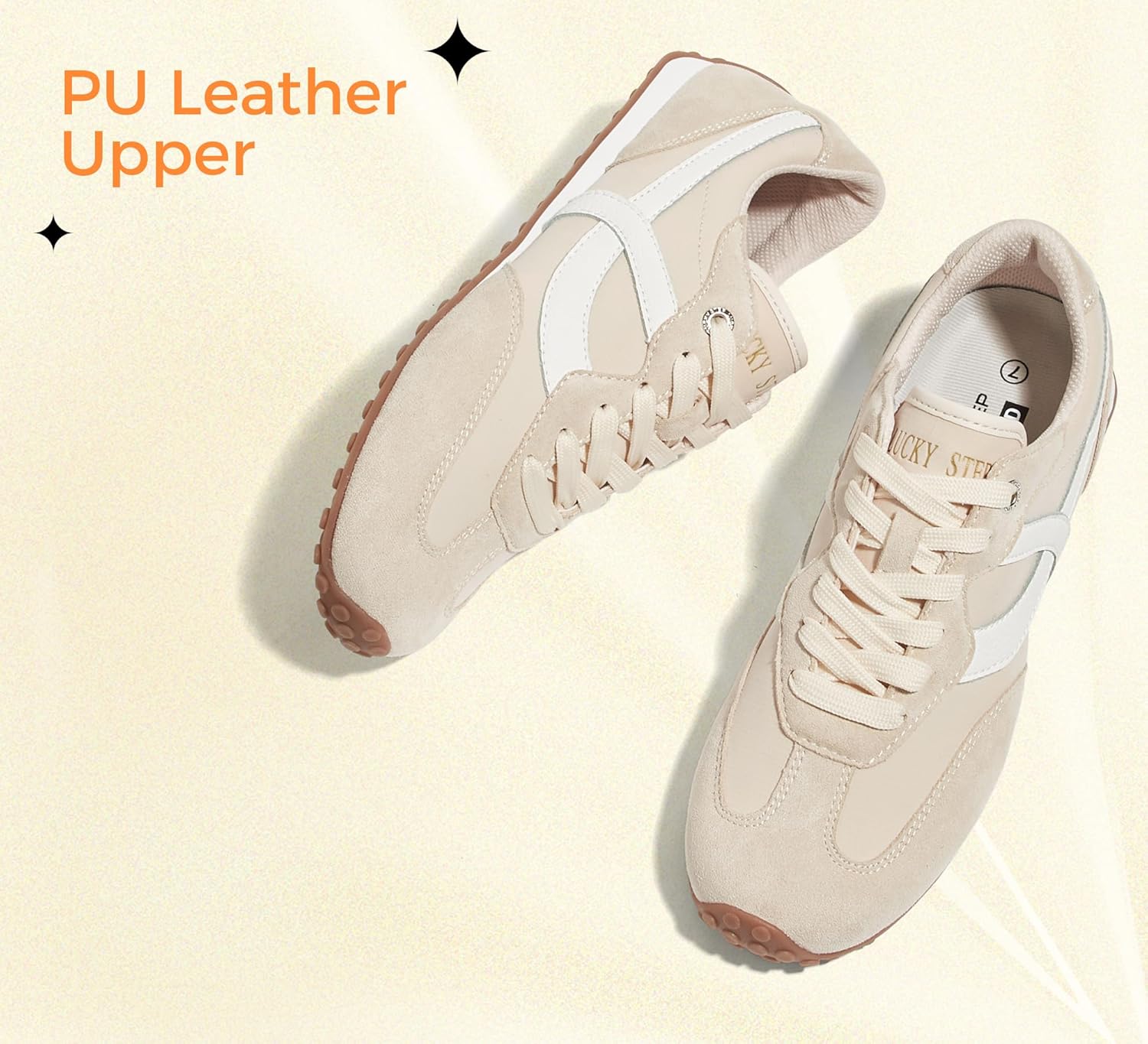 LUCKY STEP Women's Fashion Sneakers - Casual Retro Running Shoes - Non Slip Lightweight Trendy Comfortable Walking Footwear - Image 4