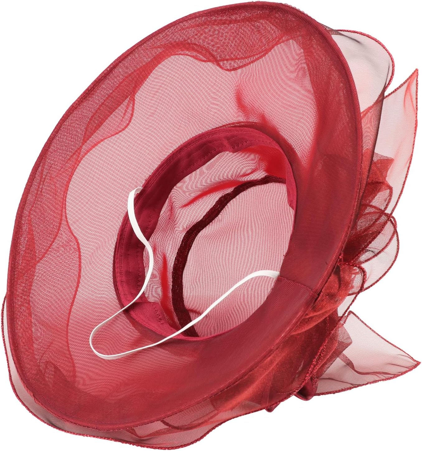 DRESHOW Women Organza Hat Church Cap Hats Clearance Kentucky Derby Cocktail Tea Party Wedding Flower Hat with Wide Brim - Image 5