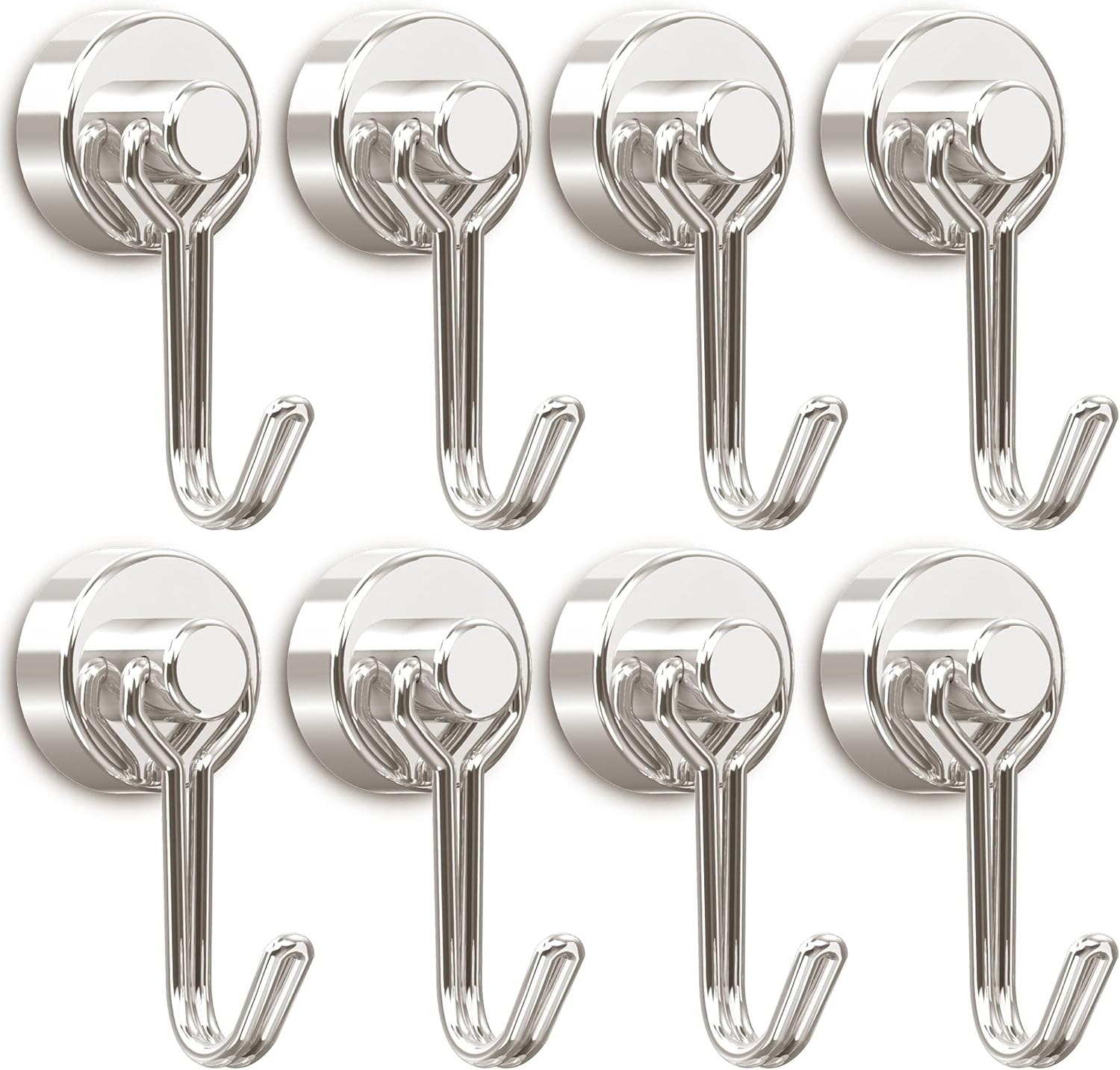 Magnetic Hooks,Tohoer Heavy Duty Neodymium Magnet Hook 30LBS for Indoor Outdoor Hanging,Refrigerator,Grill,Kitchen,Key Holder,Silver,Pack of 8 : Industrial & Scientific
