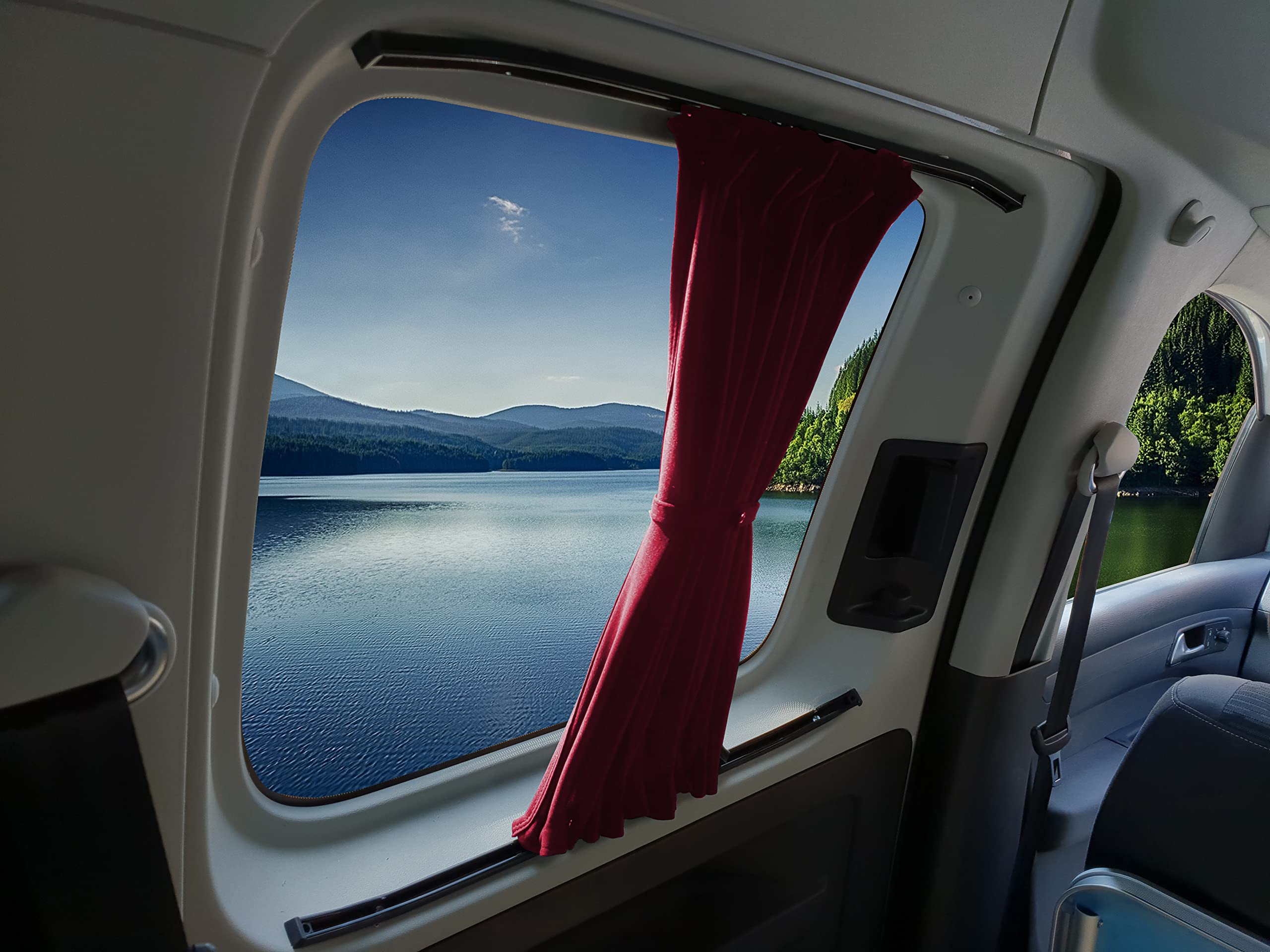BREMER SITZBEZÜGE Tendine parasole compatibili con VW Caddy 3 & 4 corti, maxi con portellone posteriore 2003 – 2020 in rosso vinaccia, accessori per camper, set di tende