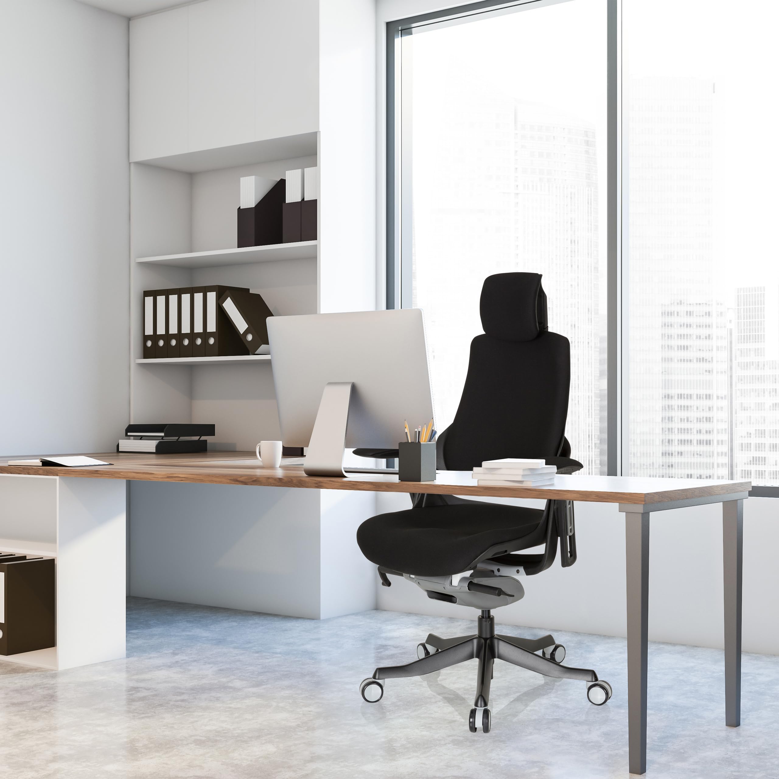 Echt lederen bureaustoel (ergonomische computerstoel 360 ° draaibare hoogte verstelbaar, comfortabele executive modieuze bureaustoel