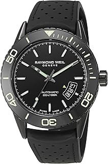 Raymond Weil Men's Freelancer Stainless Steel Swiss-Automatic Watch with Rubber Strap, Black (Model: 2760-SB1-20001)
