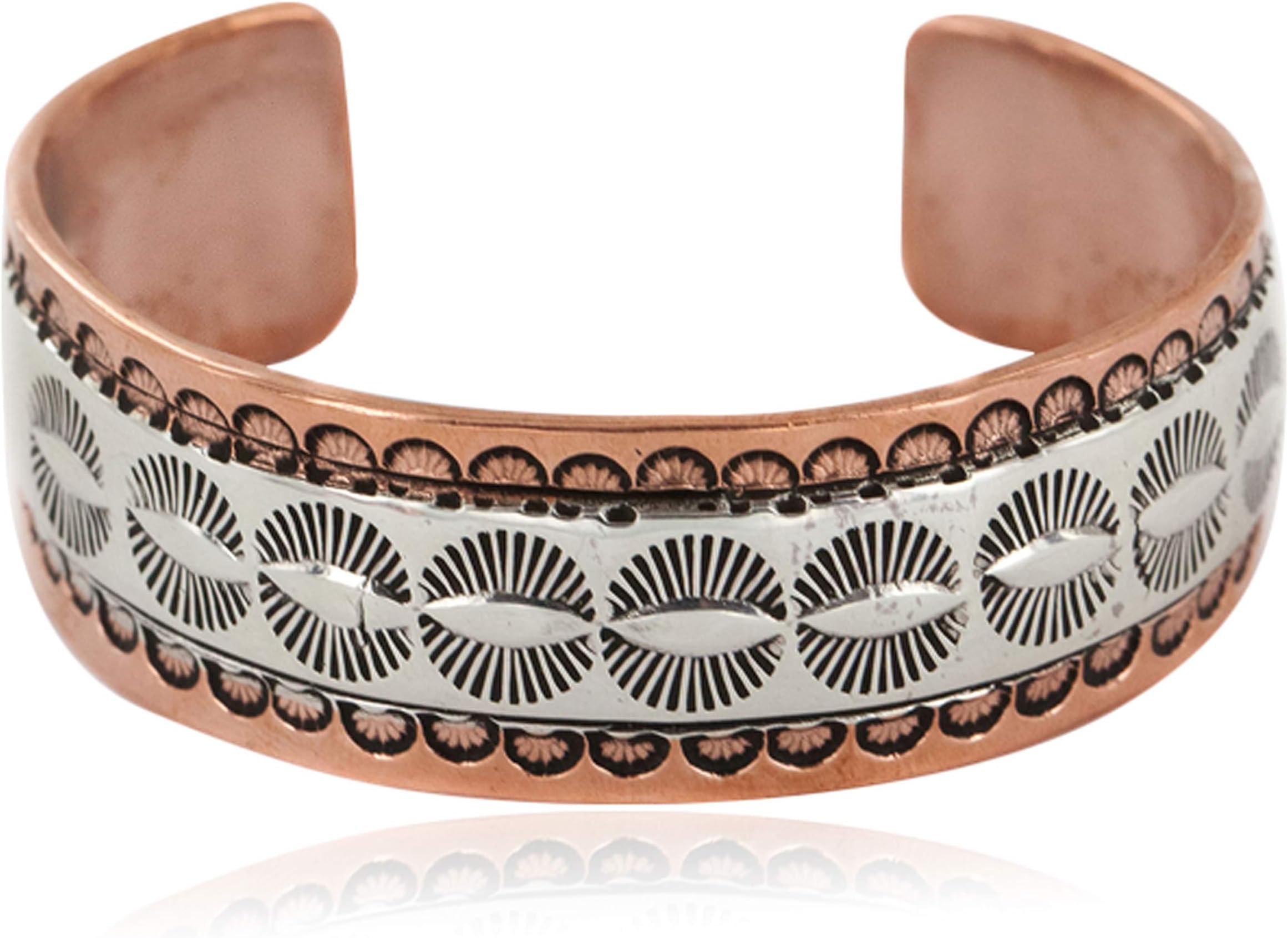 Native-Bay$400Tag Silver Navajo Certified Authentic Copper Native American Bracelet 12986-2 Made by Loma Siiva