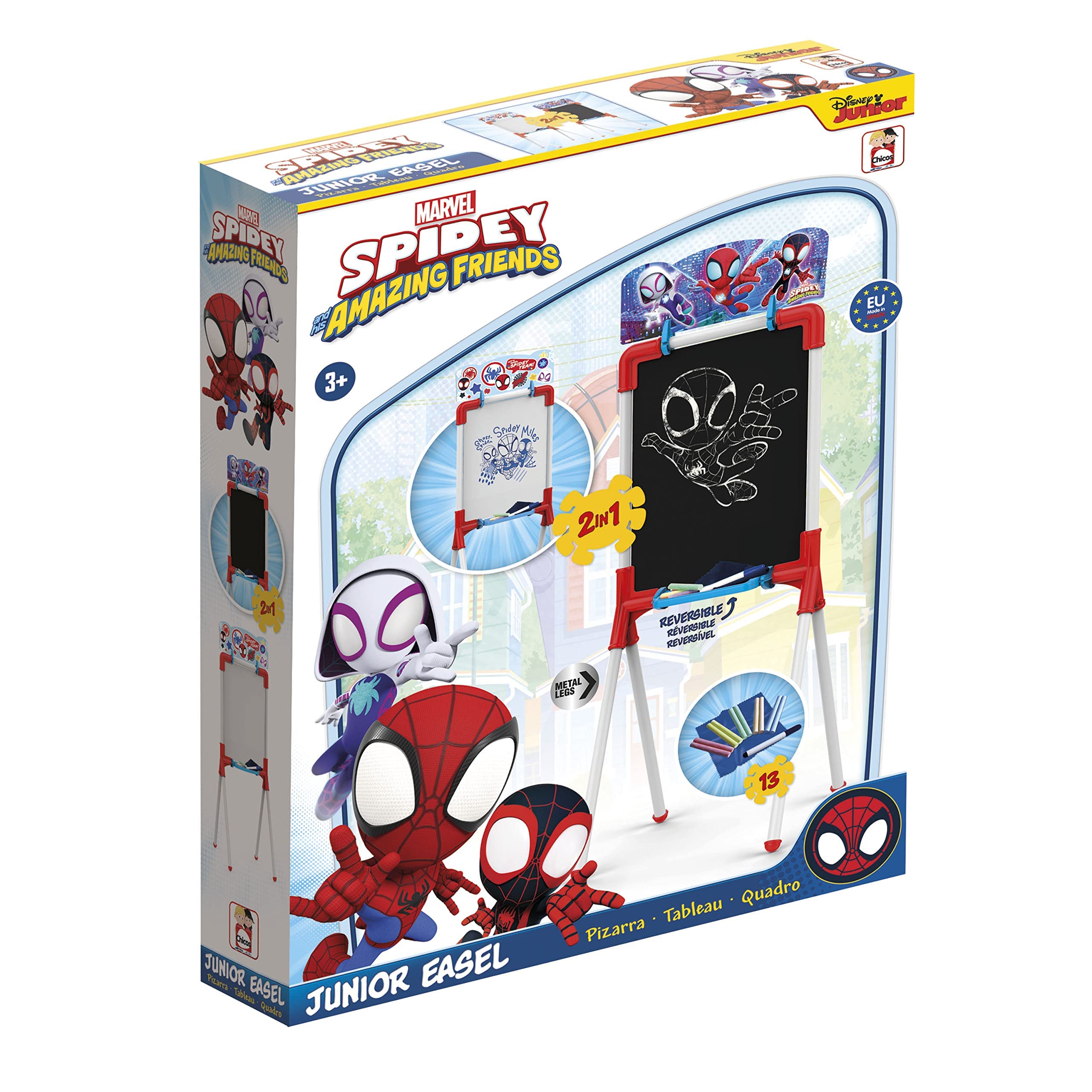 Chicos - Lavagna per Bambini Spidey | Lavagna con Cavalletto 2 in 1 Reversibile | Giochi Educativi Creativi | per Bambini 3 Anni (53033)