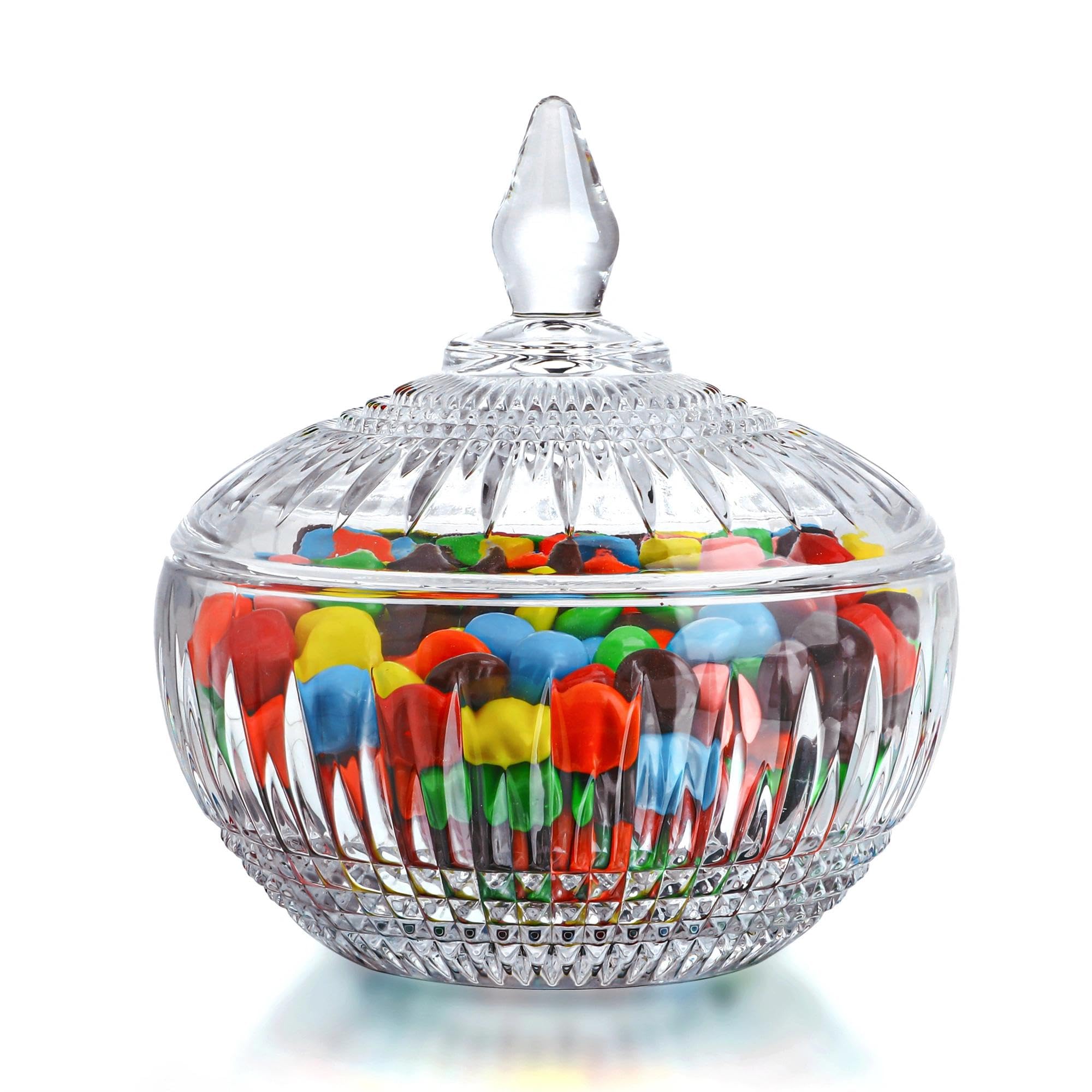 600 ml/21 oz Grande piatto di vetro per caramelle con coperchio, barattolo di vetro trasparente con coperchio, barattolo decorativo per buffet, feste, matrimoni, decorazione della casa, lavabile in