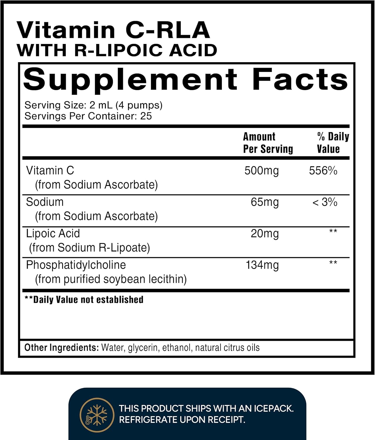 Quicksilver Scientific Vitamin C + R Lipoic Acid - Liposomal Vitamin C with RLA - Antioxidant, Detox & Immune Support Supplement - with Superior Absorption (50 ml)