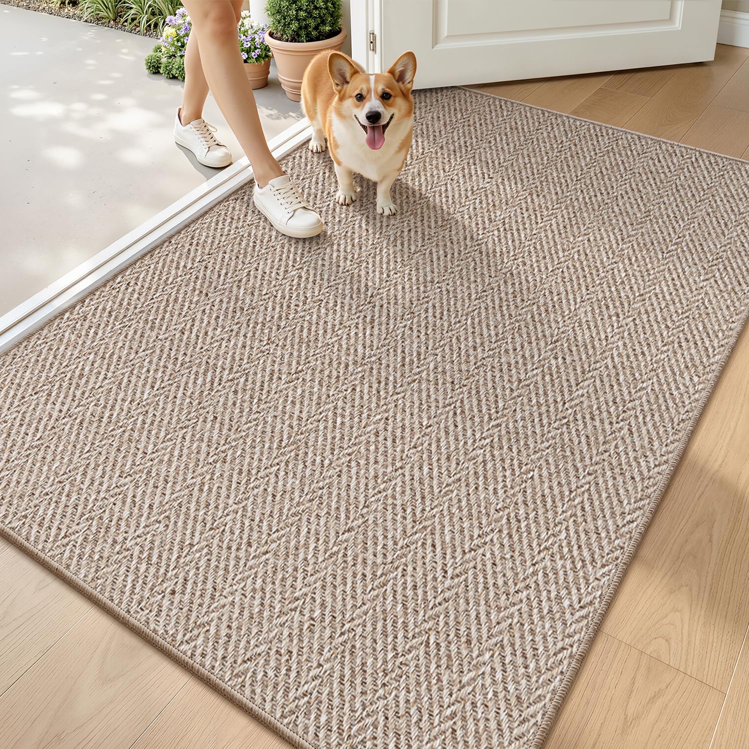 LUMI Ultra Thin Indoor Door Mat in Deep Beige