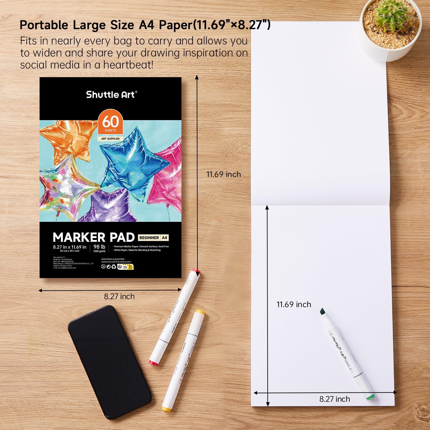Shuttle Art Marker Pad,11.69”x8.27” Portable A4 Botswana | Ubuy