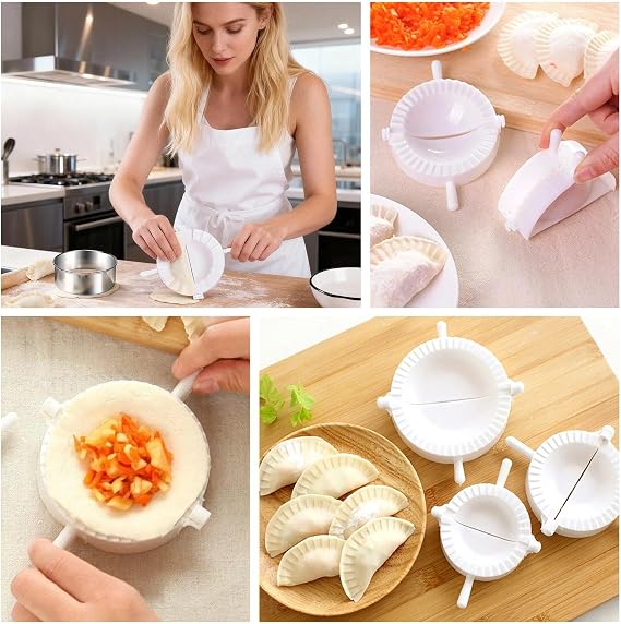 8 Pcs Dumpling Maker Set Meat Pie Cutters for Baking Gyoza Press Ravioli Mould Meatpie Dough Cutter for Ravioli Pastry Empanadas Home Kitchen Cooking