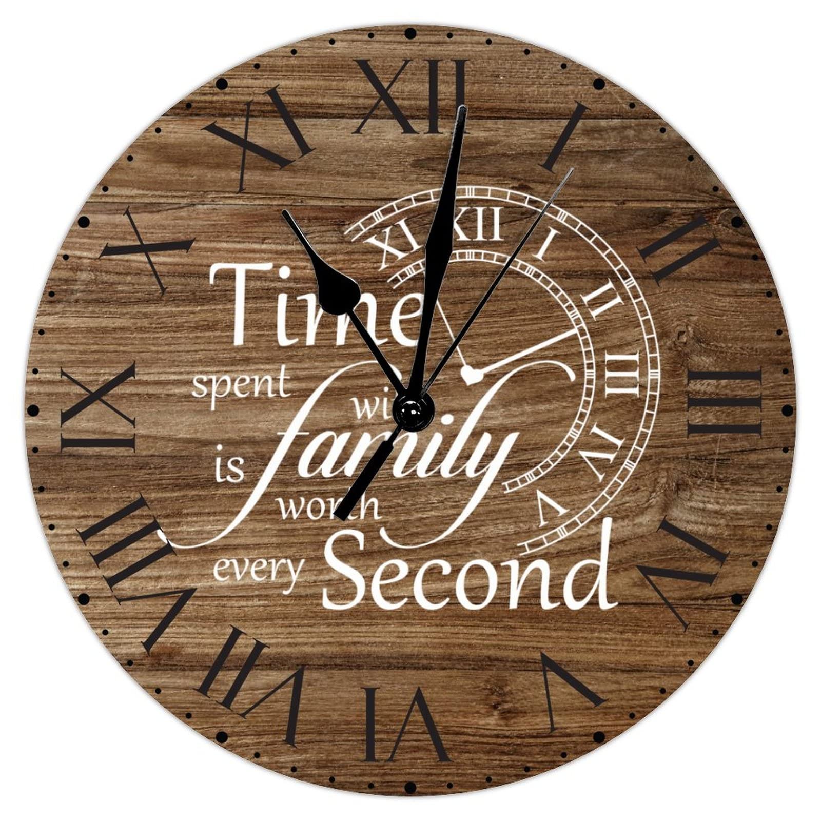 Horloge murale en PVC silencieuse et lisible à chiffres romains pour salle à manger