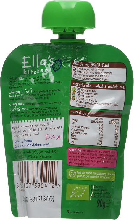 Ella's Kitchen The Green One Smoothie Fruits 6+ Months, Pack of 5, 450g