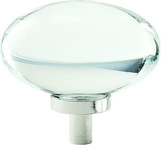 Amerock Glacio 1-3/4 in. (44mm) Diameter Clear Crystal/Polished Nickel Oval Cabinet Knob - coolthings.us