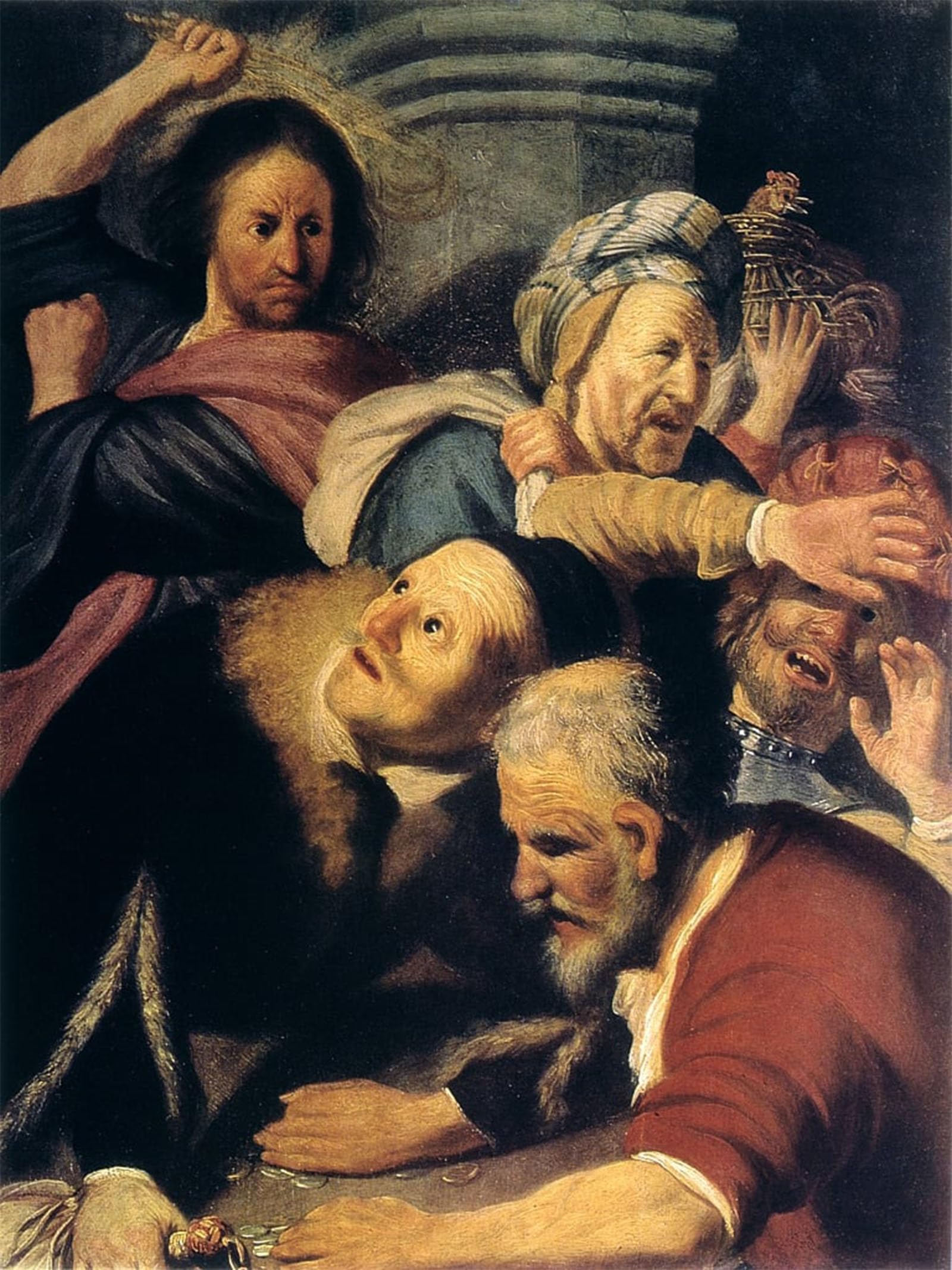 POSTERIIk Vintage Classic Picture Landscape Artwork Christ drives the money-changers from the temple, by Rembrandt van Rijn Portrait Canvas Painting for Office Home Decor 60x90cm