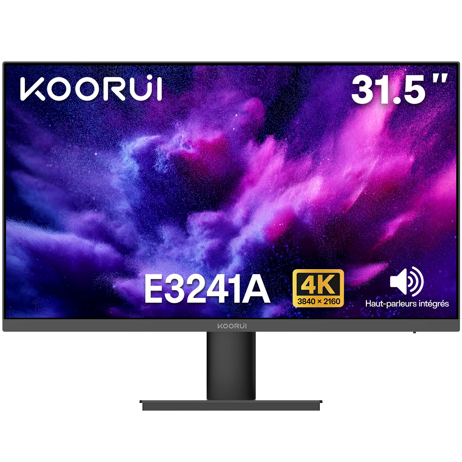 KOORUI 32 Inch PC Screen, UHD 3840×2160 Screen, VA, 60Hz, 99% sRGB, HDR10, Adaptive Sync, Built-in Speakers, HDMI 2.0×2 & DP 1.4, VESA 100×100