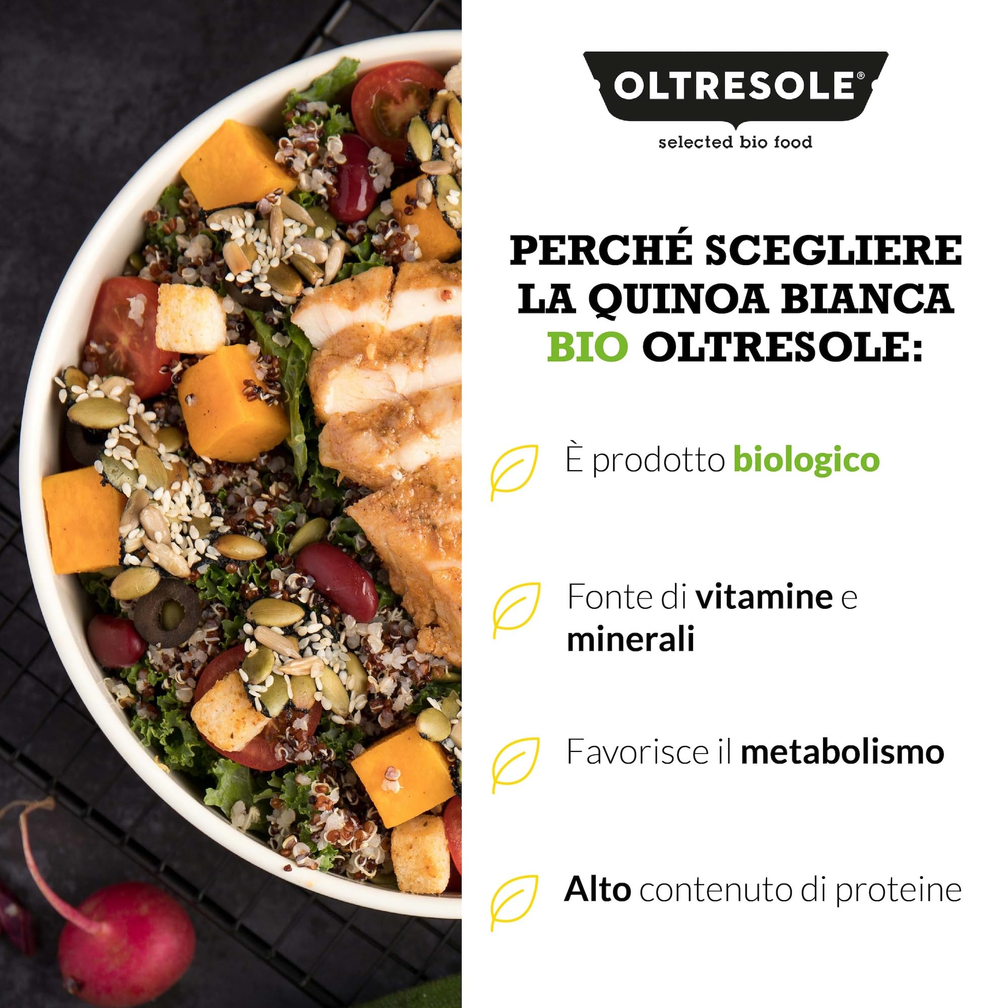 Oltresole - Quinoa Bianca Biologica 5 Kg - semi di quinoa bio, fonte di proteine ideale per piatti vegani e ricette salutari, confezione convenienza