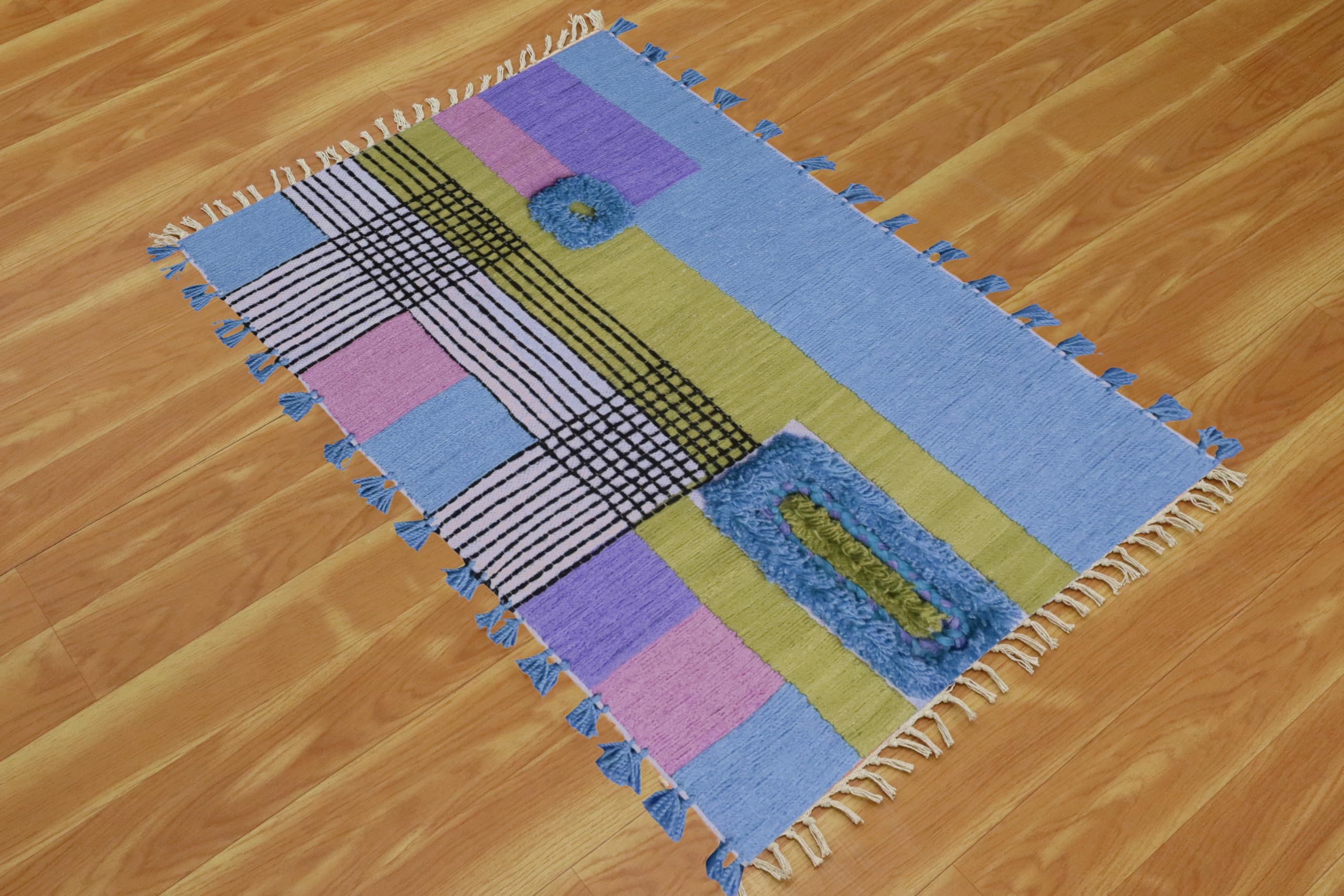 Kelim Teppich, 12,7 x 25,4 cm, für Flachgewebe, Baumwolle, Stickerei, waschbar, für drinnen und draußen, für Zuhause, Foyar, Korridor, Läufer, Flur, Treppenläufer