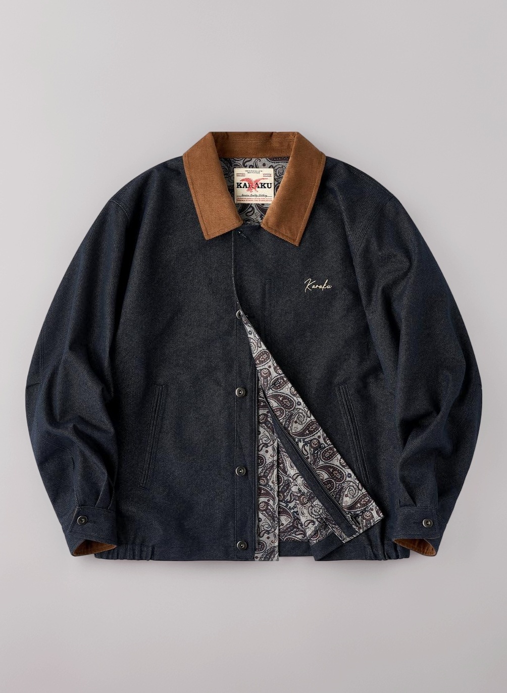【新品】KARAKU ペイズリー柄 ジャケット Amazon | [karaku] ジャケットメンズ 襟・袖裏コーデュロイ 刺繡入り裏