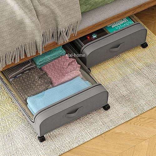 Miniatura 8 de xixi-home Contenedores de almacenamiento debajo de la cama con ruedas, 2 cajones organizadores con ruedas y ventana transparente y asas,