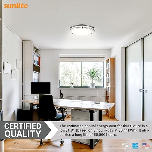 Miniatura 7 de Sunlite 87794 Lámpara de techo decorativa de 12 pulgadas, 15 vatios, 1050 lúmenes, color seleccionable 27K30K35K40K50K, regulable, 90 CRI, Energy
