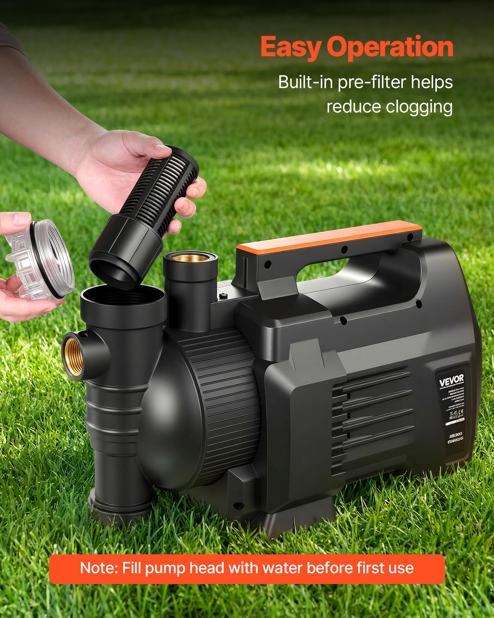 VEVOR Bomba de Chorro Electrónica de PP para Pozos Poco Profundos 1300 W 230 V, Caudal Máximo de 4800 L/h, Altura de Succión de 8 m, Control Electrónico Inteligente, para Riego de Jardines, Césped