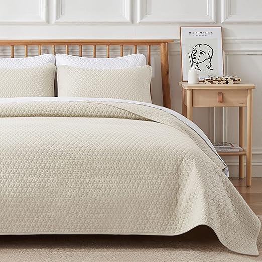 VEEYOO Twin Quilt Set Extra Soft Lightweight Twin Bed Quilt Bedspread Set , Microfiber Wrinkle