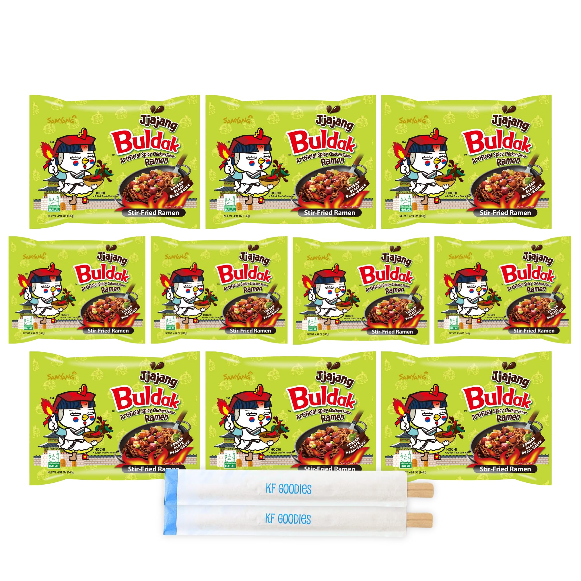 Samyang Buldak Hot Spicy Chicken Ramen Noodle Korean Stir-Fried Ramen (10, Jjajang)