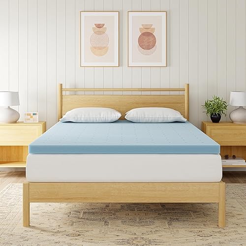 Vista 9 de Cubrecolchón de espuma viscoelástica con infusión de gel refrescante de 2 pulgadas en caja, soporte de espalda para alivio de presión, certificado